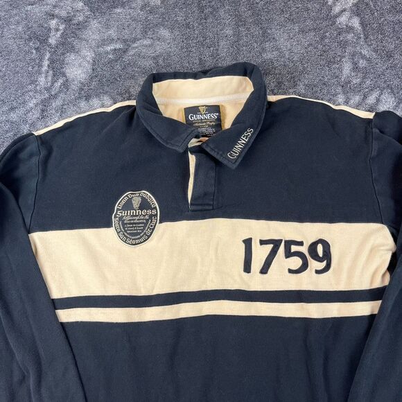 SOLD Guinness 1759 Spellout Dublin Ireland Polo Long Sleeve Embroidered XL - Picture 2 of 12